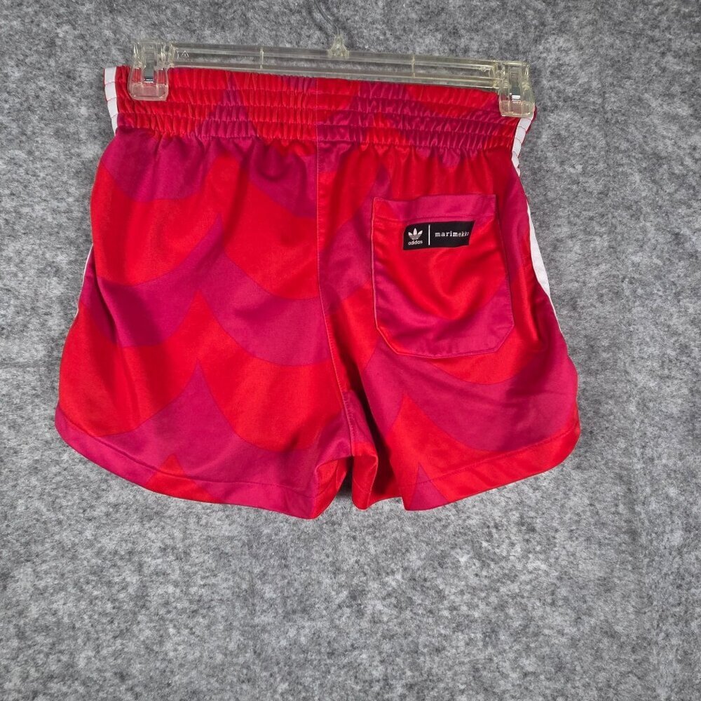 Adidas Marimekko Athletic Shorts Red Pink Elastic Waist Primegreen - Sz S H20476 - Picture 6 of 8